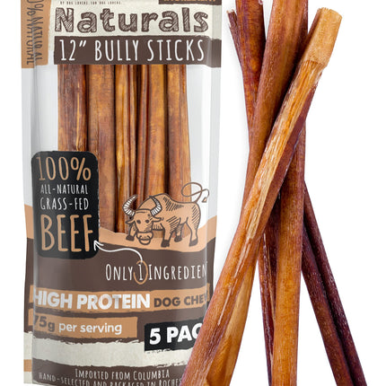 Mighty Paw 12" Bully Sticks for Dogs - Large, Medium and Small Dog Chew