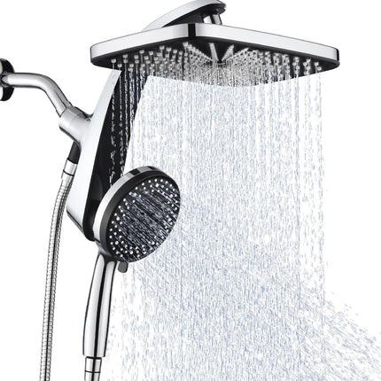 BOZYBO Rain Shower Head with Handheld: High Pressure Shower Heads with Handheld Spray Combo, 12" Rainfall Shower Head and 9 Sprays Hand Showerheads with Magnetic Docking and Power Jets, Chrome