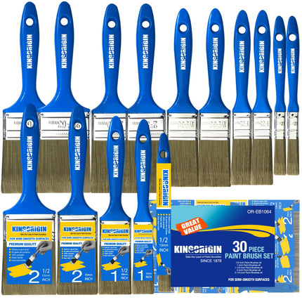 King Origin Versatile Paint Brush Set, 30 Pack, 5 Sizes Paint Brushes (0.5" 1" 1.5" 2" 2.5"), Small Paint Brushes for Walls, Furniture, Crafts - Detailed Painting & Larger Surface Coverage
