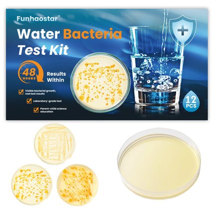 Bacteria Water Test Kit - 12 Tests Detects 50 Different Species of Coliform Bacteria, E.coli & All Bacteria | Home Test Kit for Well, Tap, Pool, Hot Tub & City Water | with Free Lab Analysis