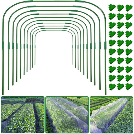 10 Sets 41.3"x32" Greenhouse Hoops Grow Tunnel for Raised Beds,Durable Rust-Free Removable Row Cover Hoops for Garden Netting DIY Kits with 30 Clips,Garden Hoops for Outdoor Vegetables Climbing Plant