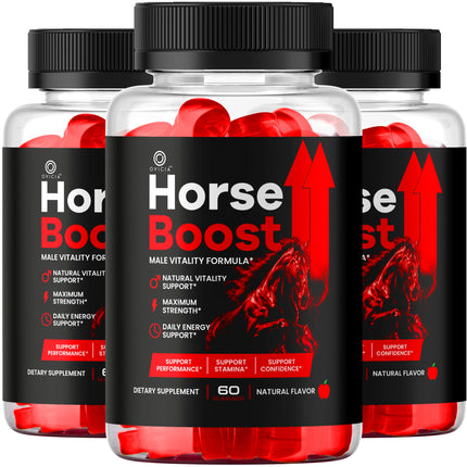 (3 Pack) Horse Boost Gummies - Official HorseBoost Gummys Advanced Premium Formula Support Maximum Strength, All Natural Ingredients Vitamins for Overall Health & Wellness, 180 Gummies for 3 Months