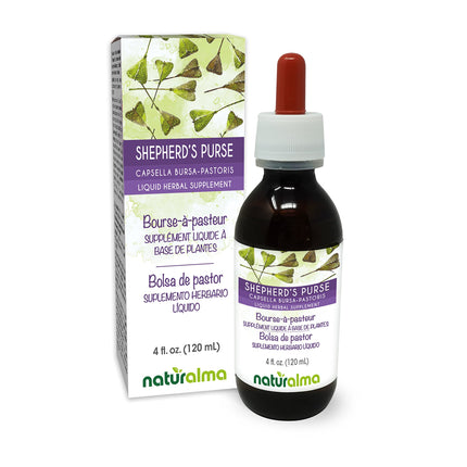 Naturalma Shepherd's Purse (Capsella Bursa-pastoris) herb Alcohol-Free Tincture - 4 fl oz Liquid Extract in Drops - Herbal Supplement - Vegan