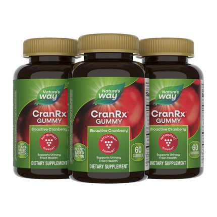 Nature's Way CranRx Cranberry Gummies, Urinary Tract Health and Antioxidant Support,* with Vitamin C, D-Mannose, Bioactive Cranberry Fruit Dietary Supplement, Berry Flavor, 50 Gummies (Set of 3)