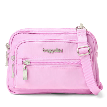 Baggallini Triple Zip Small Crossbody Bag for Women - 8x6 inch Convertible Fanny Pack Belt Bag - Lightweight Water-resistant