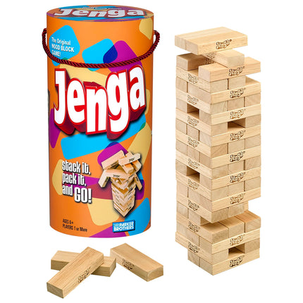 Hasbro Gaming Jenga Wooden Blocks Stacking Tumbling Tower Game | Party Games for Kids & Families | Stocking Stuffers | Ages 6+ (Amazon Exclusive)