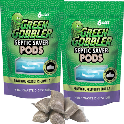 Green Gobbler Septic Tank Treatment Packets, 12 Month Supply - Powerful Natural Bacterial & Enzymes to Prevent Costly Septic Issues, Back-Ups, Foul Odor