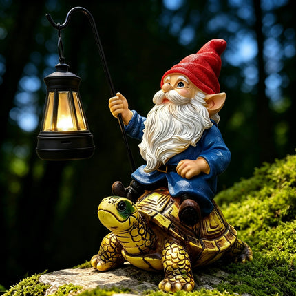 Bezseili Outdoor Garden Gnome, Funny Lawn Gnome Statue Decorations, Solar Gnome Riding Turtle Figurines Ornament for Patio, Balcony, Yard, Iutdoor Office Home Decor, Mom Grandma Sisters Gifts