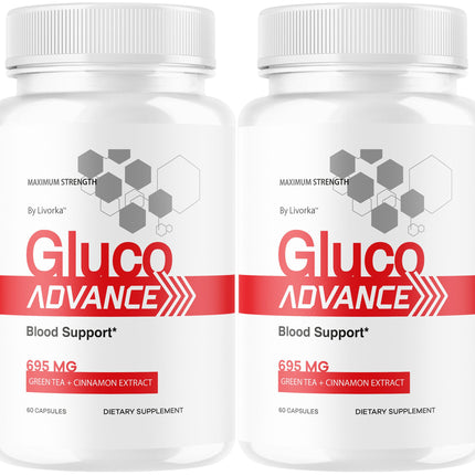 (2 Pack) Gluco Advance Capsules - Official GlucoAdvanced Premium Advanced Formula Pills - Maximum Strength, All Natural Health Formula Pills for Overall Health & Wellness, 120 Capsules for 2 Months