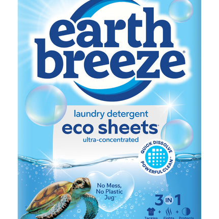 Earth Breeze Laundry Detergent Sheets Fresh Scent - 60 Loads Eco Liquidless Soap - Travel-Friendly for Hot & Cold Cycles, Tackles Tough Stains & Odors - Gentle on Skin, 30 Ct
