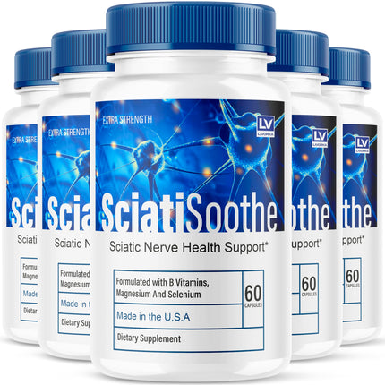 LIVORKA (5 Pack Sciatisoothe - Sciatisoothe Vitamins, Sciatisooth, Sciati Soothe Supplement, Sciati Soothe Capsules, Sciatic Sooth, 300 Capsules for 5 Months