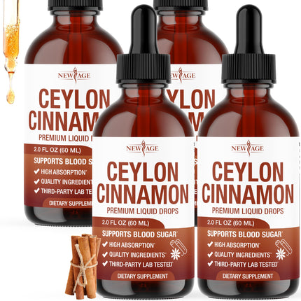 NEW AGE Ceylon Cinnamon Tincture Drops - Liquid Cinnamon Supplements for Overall Support - Cinnamomum Verum Bark Extract - Vegan, Sugar & Alcohol-Free, Non-GMO - 8 fl oz