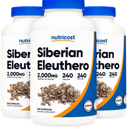 Nutricost Siberian Eleuthero 500mg, 240 Capsules (3 Bottles) - Eleutherococcus Senticosus - Gluten Free & Non-GMO