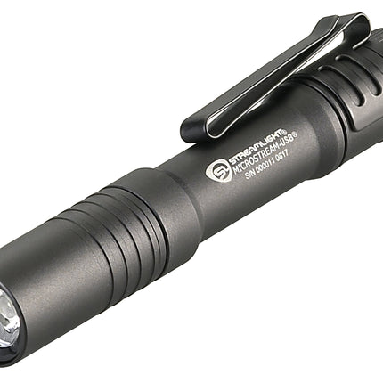 Streamlight 66601 MicroStream USB 250-Lumen 1150-Candela EDC Ultra-Compact LED Flashlight with Rechargeable Battery, Clear Retail Packaging, Black