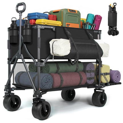 Double Decker Wagon 400L Large Capacity & 600LBS Foldable Utility Cart