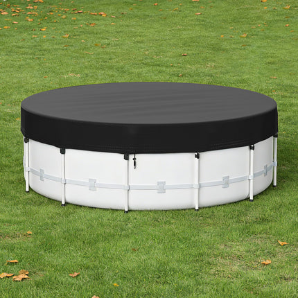 15 Ft Round Pool Cover for Metal Frame Above Ground Pools - Upgraded Windproof Design Compatible with Intex/Bestway Frame Above Ground Outdoor Swimming Pool (Black)