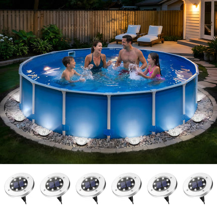 PATIOWIN 6 Pack Solar Pool Lights for Above Ground Pools Accessories, LED Above Ground Pool Lights Outdoor Waterproof, Outdoor Solar Pool Lights Decorations (Cool White)