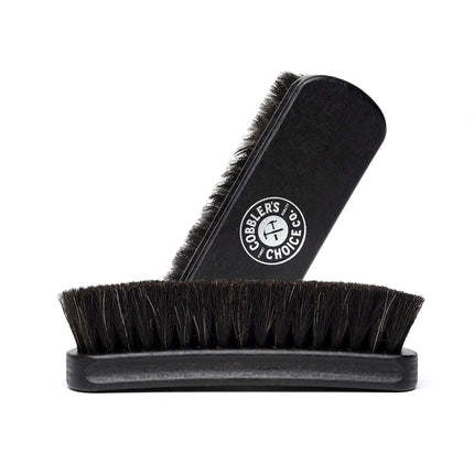 Premium Shoe Brush - Horsehair Shoe Brush - Concaved Handle for Premium Grip, Black