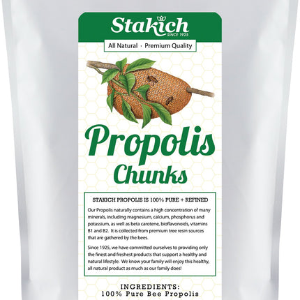 Stakich Bee Propolis Chunks - Pure, Natural - 1 Pound (16 Ounce)