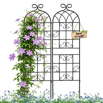 YOBAZAN Metal Garden Trellis 71"x20", 2 Pack Plant Support Trellis