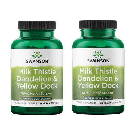 Swanson Milk Thistle, Dandelion & Yellow Dock - Herbal Liver Support Supplement - Natural Supplement Helping to Maintain Overall Health & Wellbeing - (120 Capsules) (2 Pack)