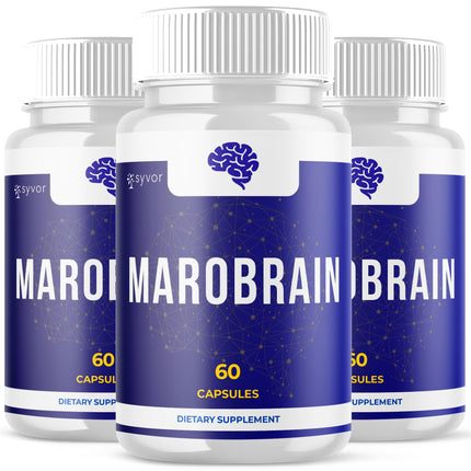 (3 Pack) Marobrain Capsules, Official Marobrain Pills with All Natural Ingredients, Advanced Formula Brain Health Support Supplement with Max Strength Premium Vitamins for Women & Men (180 Capsules)