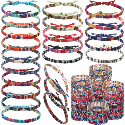 Kigeli 200 Pcs Boho Surfer Bracelets Bulk for Men Women Unisex Handmade Braided Bracelet Adjustable Surfer Ankle Waterproof Beach Bracelet String Rope Jewelry for Adults Teen(Mixed Color)