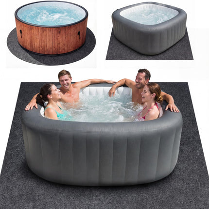 Upgraded 90 * 90 inch Square Hot Tub Mat, Extra Large Inflatable Hot Tub Pad Outdoor Indoor, Waterproof Slip-Proof Backing, Absorbent Spa Pool Ground Base Flooring Protector Mat
