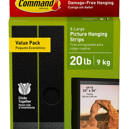 Command X-Large (20 lb) Picture Hanging Strips, 8 Pairs (16 Strips)