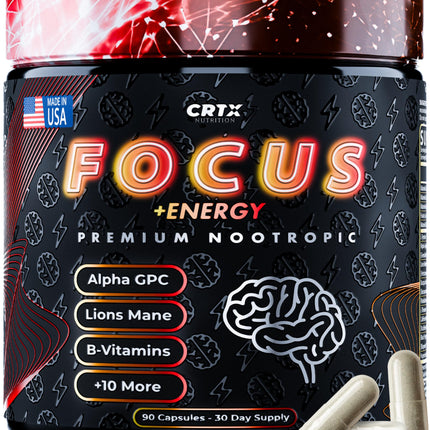 Nootropic Strongest Focus Supplement - Clinically Backed Ingredients Made in USA - Scientifically Backed Doses - Supplement for Brain Fog - AlphaGPC, Lions Mane, Rhodiola and More 10:1 90 Capsules