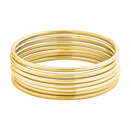 Edforce Stainless Steel Glossy Thin Round Bangle Bracelet Set for Women, Set of 7 (Gold, 7.8)