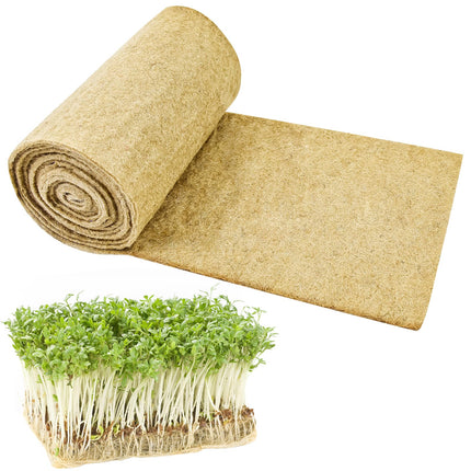 1Roll 10" X 236" Microgreen Growing Mat Hemp Fiber Grow Mats Microgreens Growing Kit Jute Hydroponic Pads Indoor Organic Production for Microgreen Starter Tray Wheatgrass Sprouts