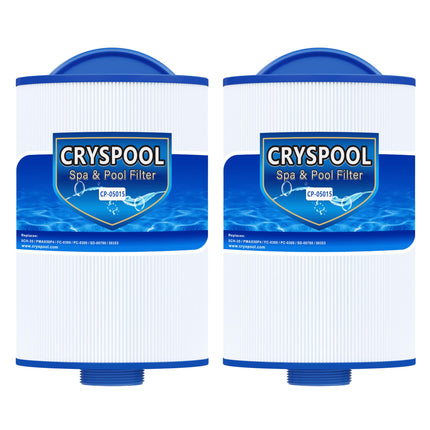 Cryspool® 05015 Spa Filter Compatible with 5CH-35, PMAX50P4, PAS35P, Maax 104309, FC-0300, 35 Sq. Ft hot tub Filter Cartridge, 1 1/2" MPT, 2 Pack