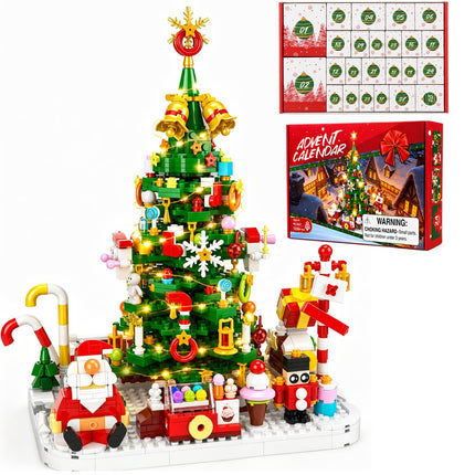 Advent Calendar 2026 Christmas Tree Building Blocks Set with warm Light