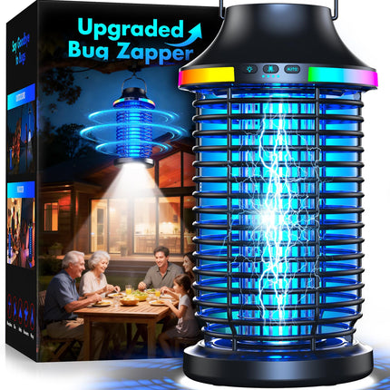 Rechargeable Bug Zapper Outdoor, 4200V Powerful Electric Mosquito Zapper 5-in-1 Portable & Wireless Bug Zapper Outdoor Cordless with 5000mAh Battery, Outdoor Waterproof Fly Zapper for Patio Camping