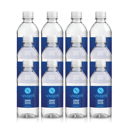 Snugell Distilled Water for CPAP Machines, Travel Size Bottles (12-Pack, 12 oz Each) – Up to 15 Days Supply – Clean, Multi-Use, Travel-Friendly, Made in USA