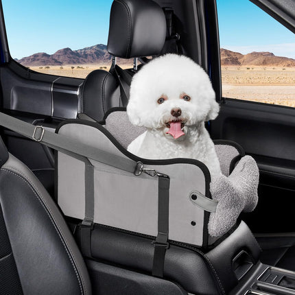 TKYZ Center Console Dog Car Seat,Pet Puppy Car Seat,Middle Console Dog Armrest Booster Seat for Small Dogs(Gray)