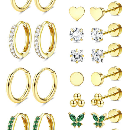 Jstyle Hypoallergenic Flat Back Earrings for Women Gold Earring Stacks 4
