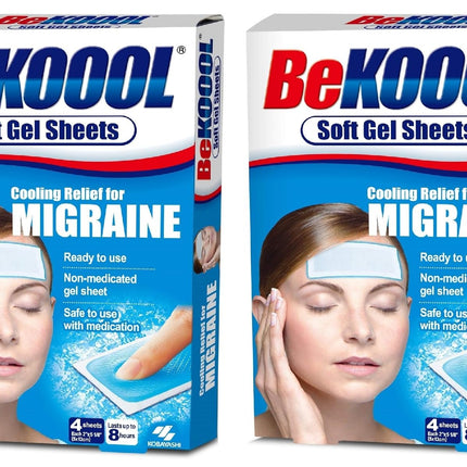 BeKOOOL Migraine Gel Sheets - 4 Count - Pack of 2