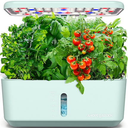 Ahopegarden Indoor Garden Hydroponics Growing System: 10 Pods Plant Germination Kit Herb Vegetable Growth Lamp Countertop with LED Grow Light - Hydrophonic Planter Grower Harvest Lettuce