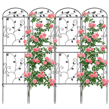 4 Pack Garden Trellis for Climbing Plants, 71 x 20 inch Rustproof Heavy Duty Metal Trellis for Climbing Rose Vine Clematis, Perfect for Premium Patio Decor & Luxury Outdoor Garden Design, Silver Gray
