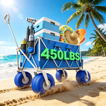 VELUVIA Beach Wagon with 10.5" Big Balloon Wheels for Sand