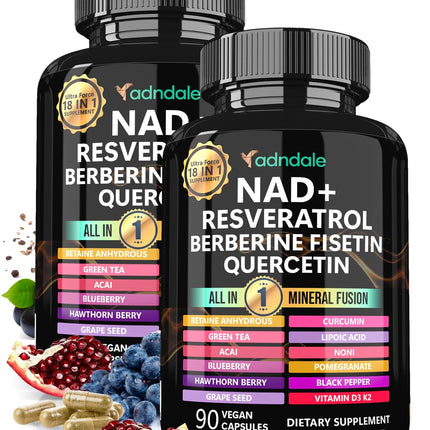 Adndale Liposomal NAD Supplement. Longevity Formula NMN Supplement Alternative. 180CT Advanced NAD+ Resveratrol