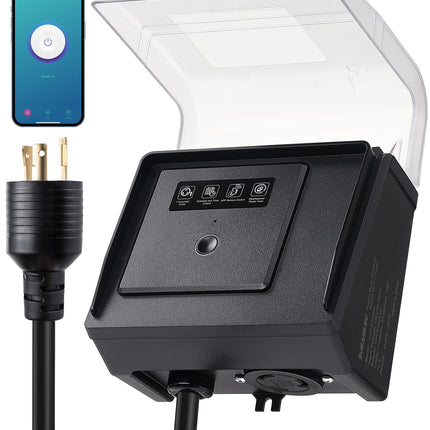 SURAIELEC WiFi Pool Timer for Above-Ground Pools, Twist-Lock NEMA L5-20R Plug-in Timer, 20A 125V 1HP, Weatherproof PC Cover, App Control, Ideal for Pool Pumps, Filters, Lights, and Saltwater Systems