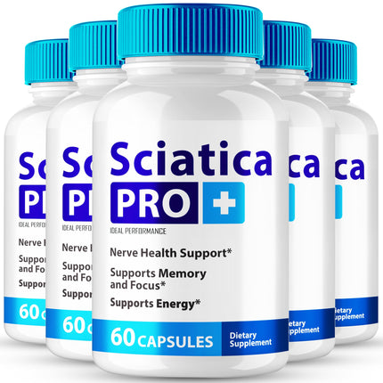Sciatica Pro Plus Capsules, Sciatica Pro+ Nerve Support Supplement Pills - Maximum Strength, All Natural Support to Maintain Healthy Nerves, Advanced Formula Sciatica Pro + Reviews (5 Pack)