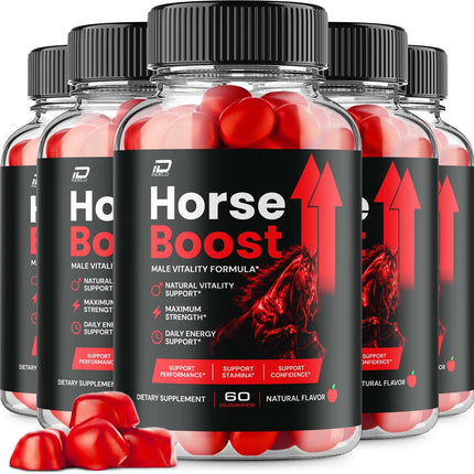 Horse Boost Gummy – HorseBoost Gummies Advanced Formula for Male, Maximum Strength for Overall Wellness, Natural Vitamins - 5 Pack - 300 Gummies