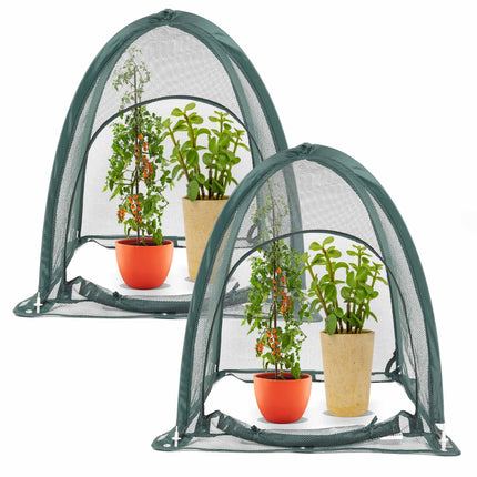 2pcs Quick Set up Pop up Garden Netting 28”x28”x32”Portable Plant Cover Net ,Locusts,Birds,Small Animal Garden Fruit and Flower Cages Portable Carry Bag with 16 Stakes