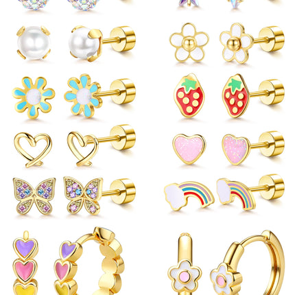MILACOLATO 14K Gold Plated Hypoallergenic Earrings for Girls Women