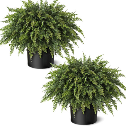 2Pcs Artificial Cedar Potted Plant Christmas Greenery for Front Porch Decor
