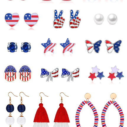 15 Pairs 4th of July Stud Earrings Set for Teens Girls Women
